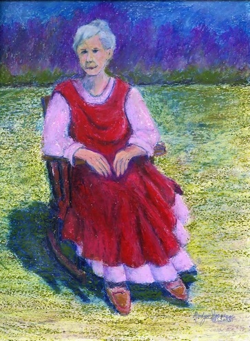 363x495 Old Woman In Chair - Woman Sitting On Chair Painting