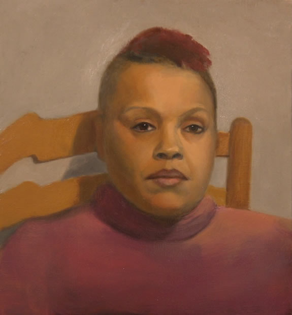 575x620 Portraits Al Torres, Artist - Woman Sitting On Chair Painting