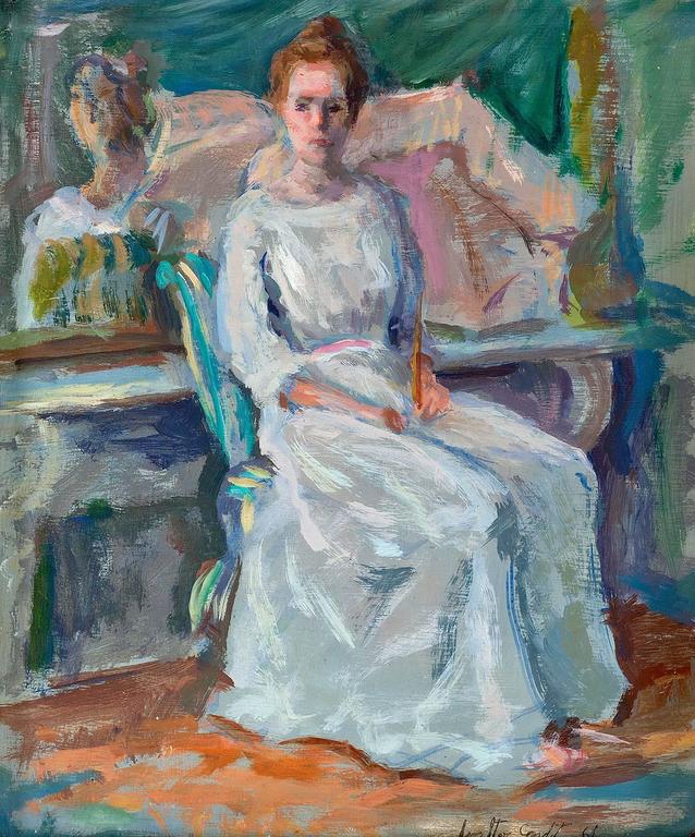 638x768 Walter D. Condit - Woman Sitting Painting