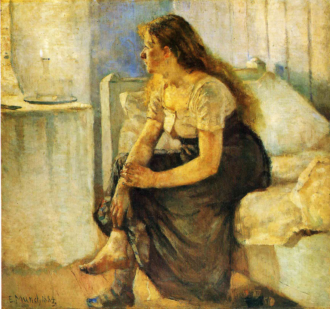 1154x1080 Woman Sitting On Bed - Woman Sitting Painting