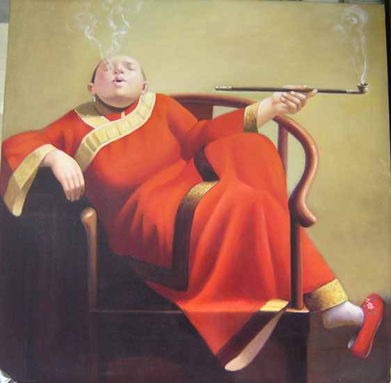 562x550 Smoking Woman, Hand Painted Chinese Oil Painting Art Chinese - Woman Smoking Painting