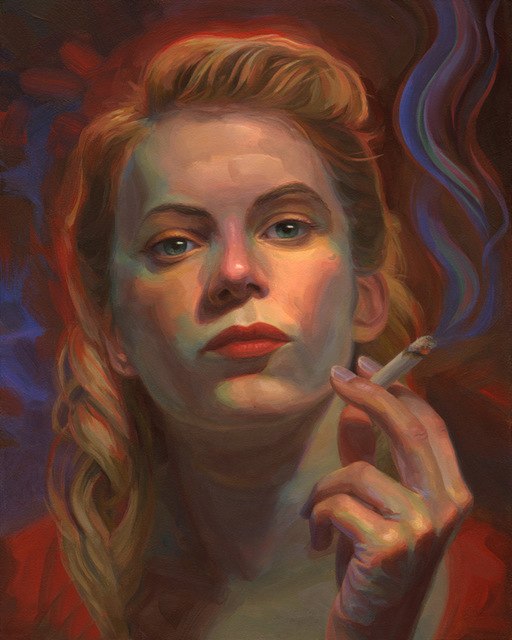 512x640 Special Offer 2016 Top Art - Woman Smoking Painting