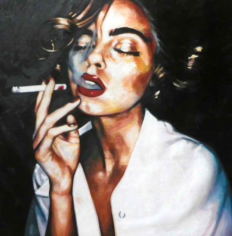 800x811 Artwork By Thomas Saliot - Woman Smoking Painting.