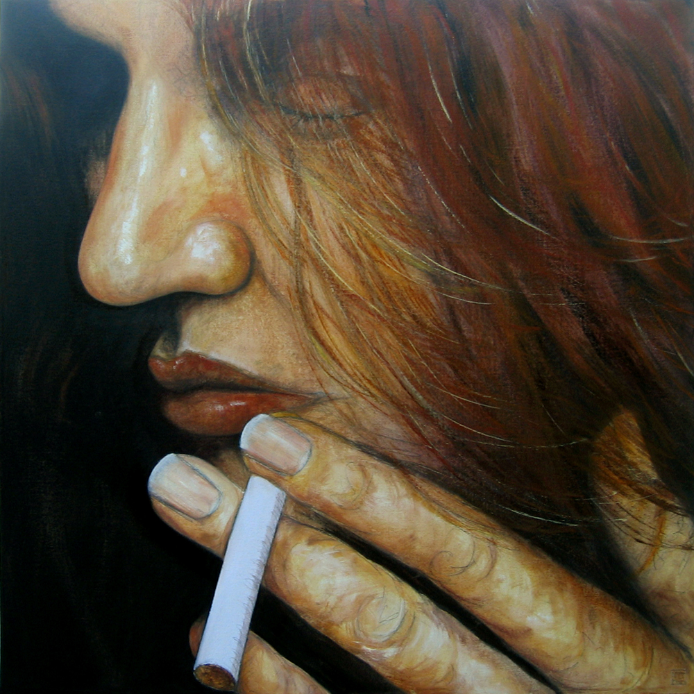 1000x1000 Woman Smoking A Cigaret - Woman Smoking Painting