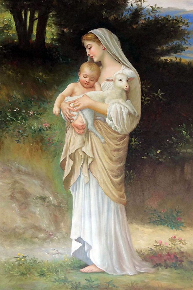 666x1000 Classic Figurative Oil Painting Woman And Child Painting Innocence - Woman With Child Painting