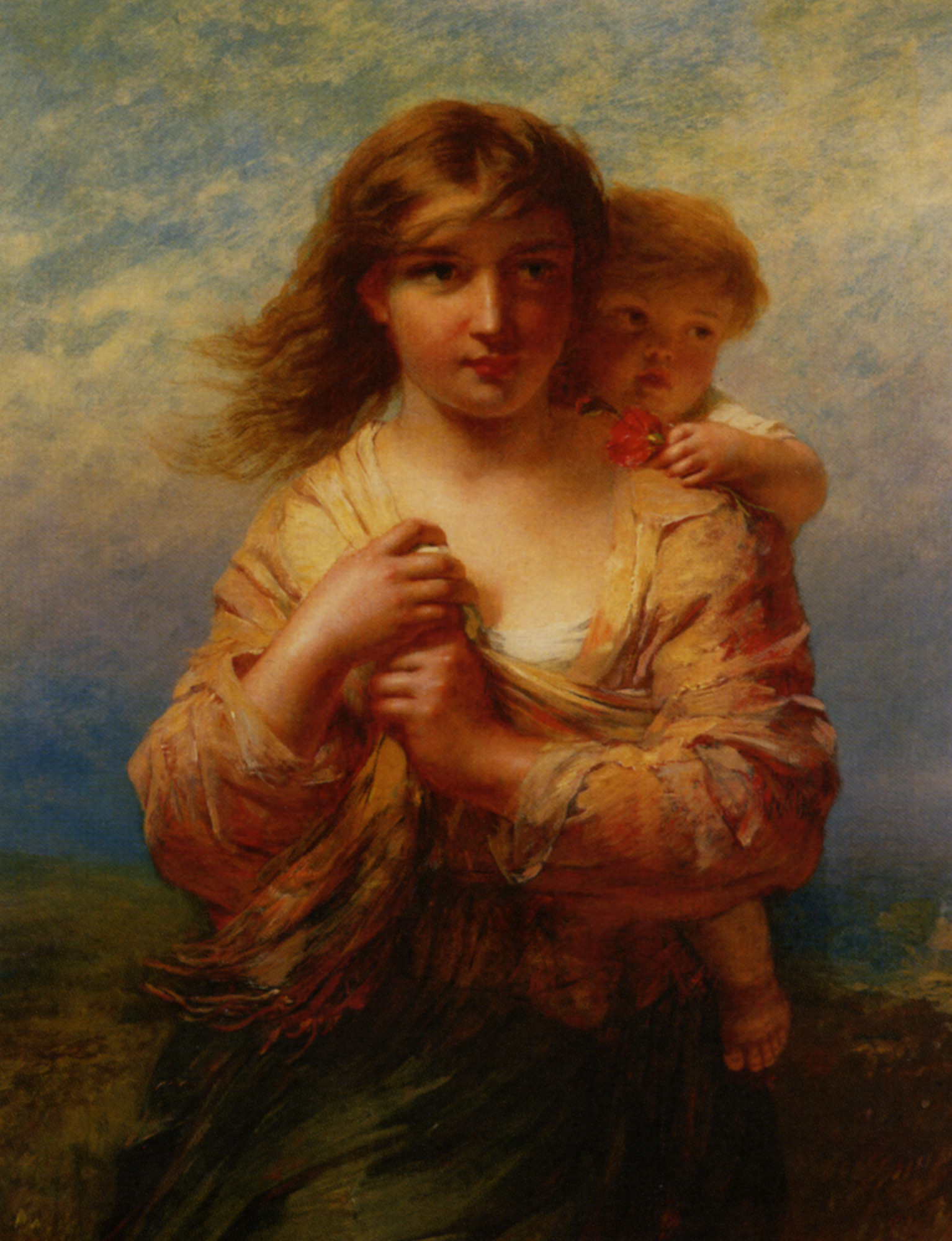 1534x2000 Mother And Child James John Hill - Woman With Child Painting