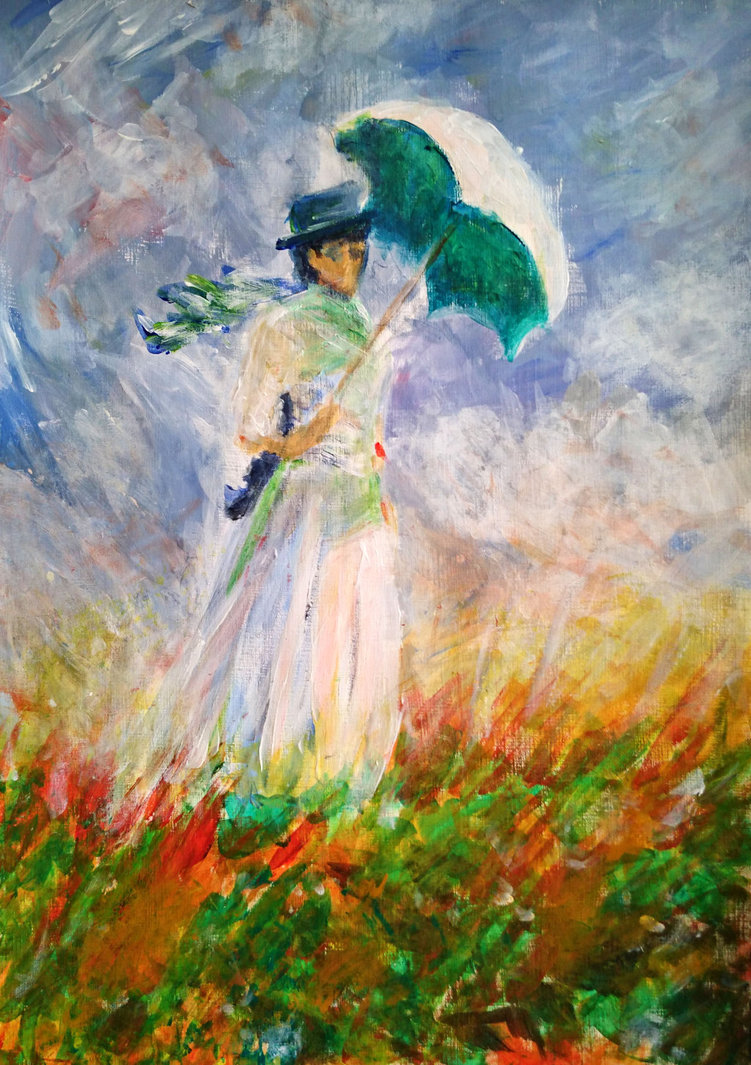 751x1065 Claude Monet - Woman With Parasol Painting