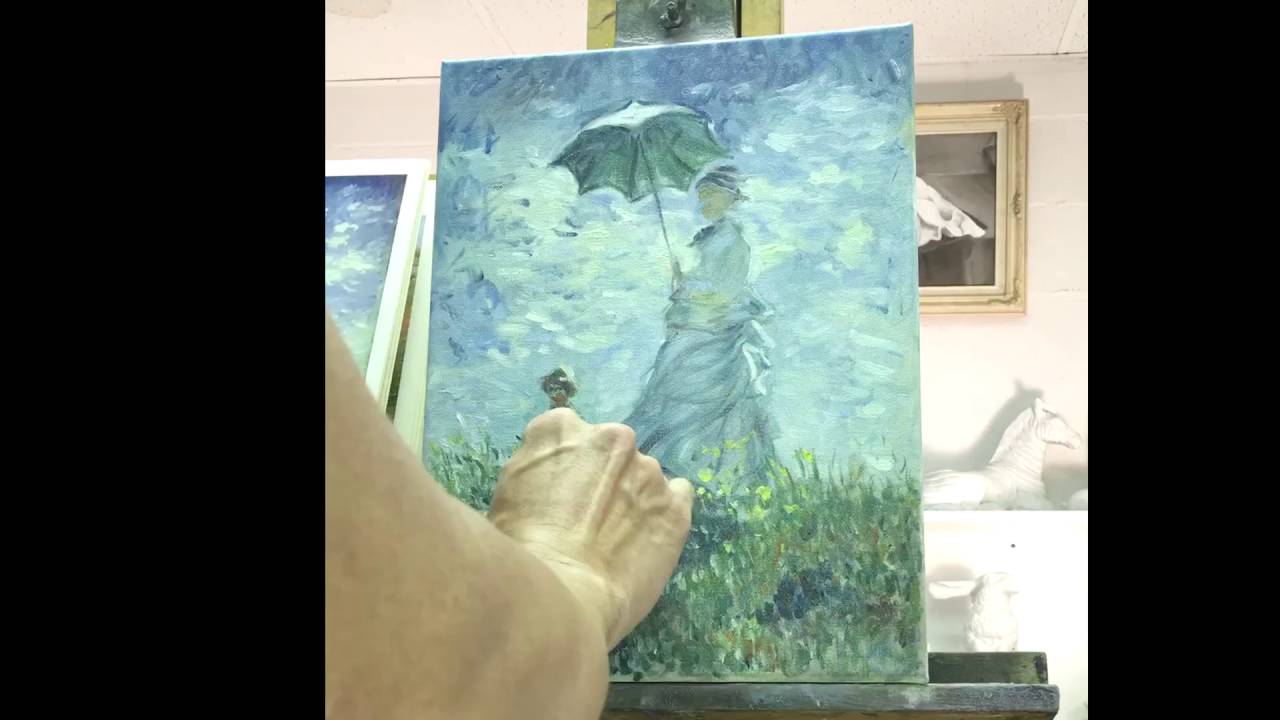 1280x720 Dchung Paints 11 Impression Of Claude Monet's Woman - Woman With Parasol Painting