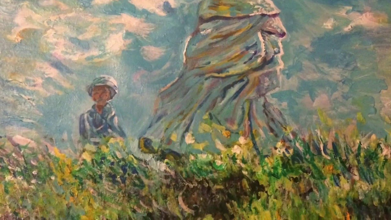 1280x720 Woman With A Parasol By Monet - Woman With Parasol Painting