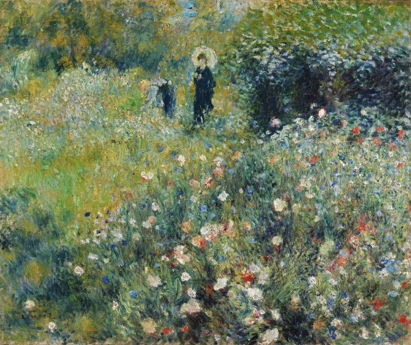 600x504 Woman With A Parasol In A Garden - Woman With Parasol Painting