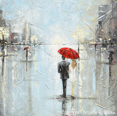 480x478 Canvas Prints Art Abstract Painting Couple Red Umbrella Girl Wall - Woman With Red Umbrella Painting