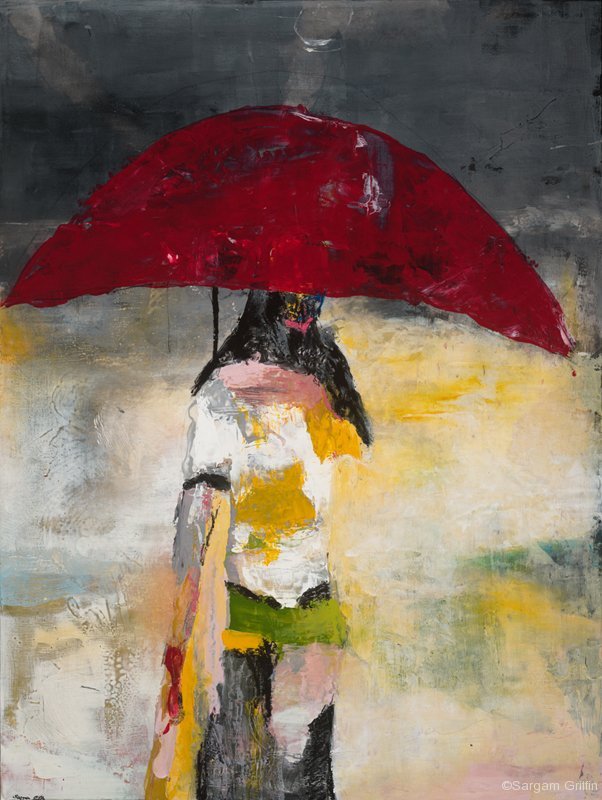 602x800 The Umbrella Girl - Woman With Umbrella Painting