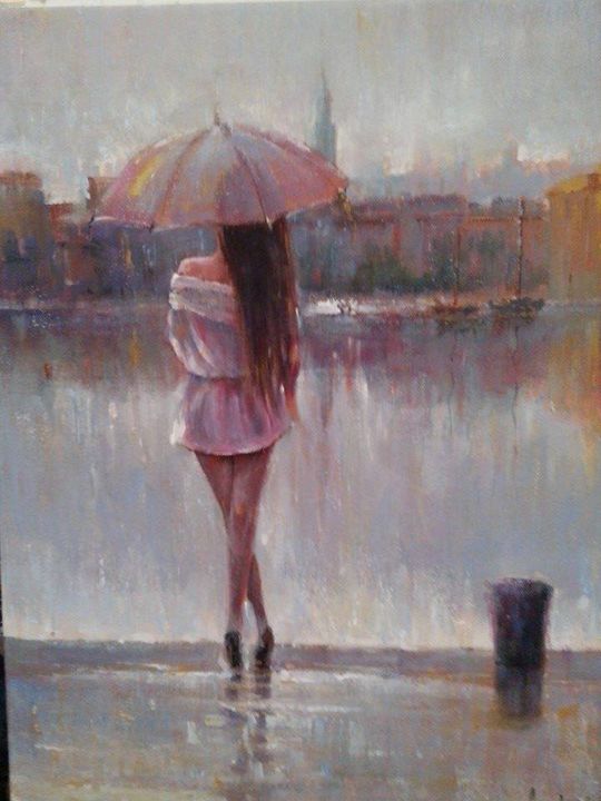 540x720 Woman With Umbrella - Woman With Umbrella Painting