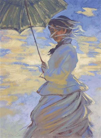 346x470 Woman With A Parasol After Claude Monet By Stan Kaminski On Artnet - Woman With Umbrella Painting Monet