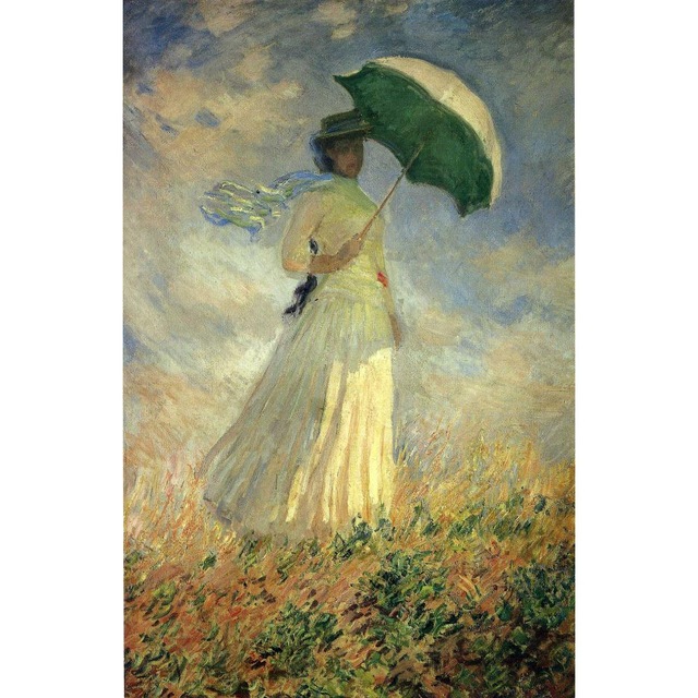 640x640 Claude Monet Paintings On Canvas Woman With A Parasol Facing Right - Woman With Umbrella Painting Monet