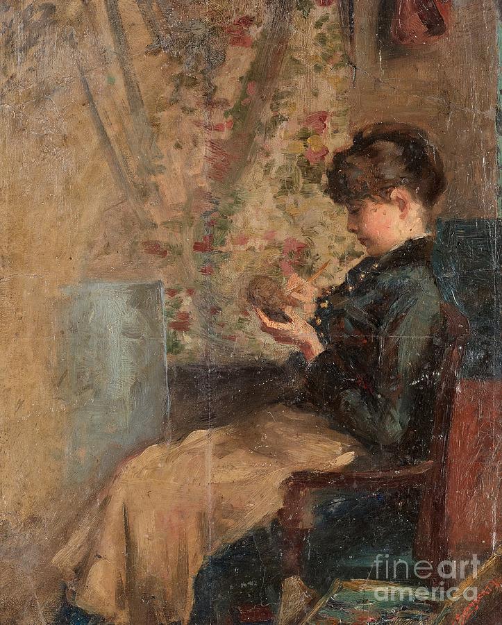 723x900 Woman Writing Painting By Celestial Images - Woman Writing Painting