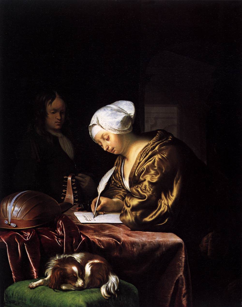 1000x1269 Woman Writing A Letter 1680 Painting Frans Van Mieris Oil Paintings - Woman Writing Painting