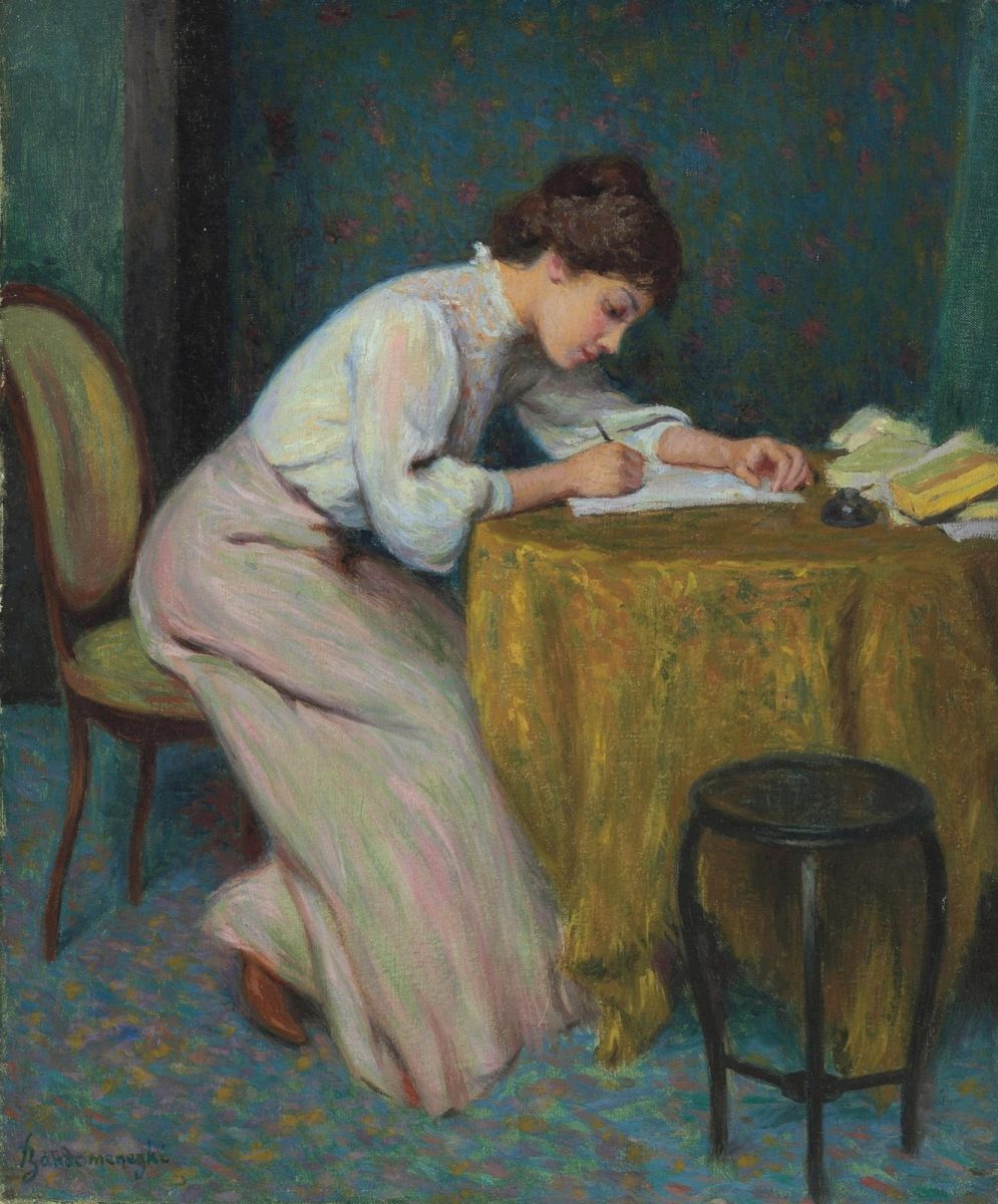 995x1200 Young Woman Writing A Letter By Federico Zandomenegi History - Woman Writing Painting