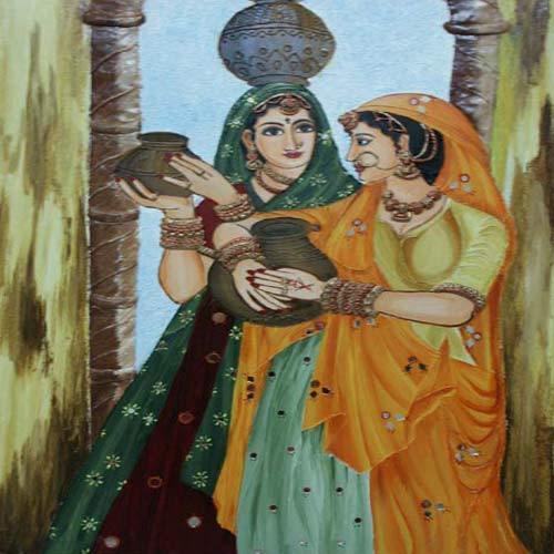 500x500 Rajasthani Village Women Painting, Mural Paintings - Women Painting