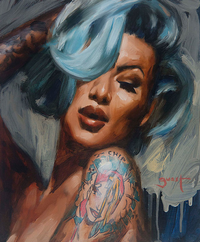 650x785 Stunning Oil Paintings Of Tattooed Women By Chris Guest Design - Women Painting