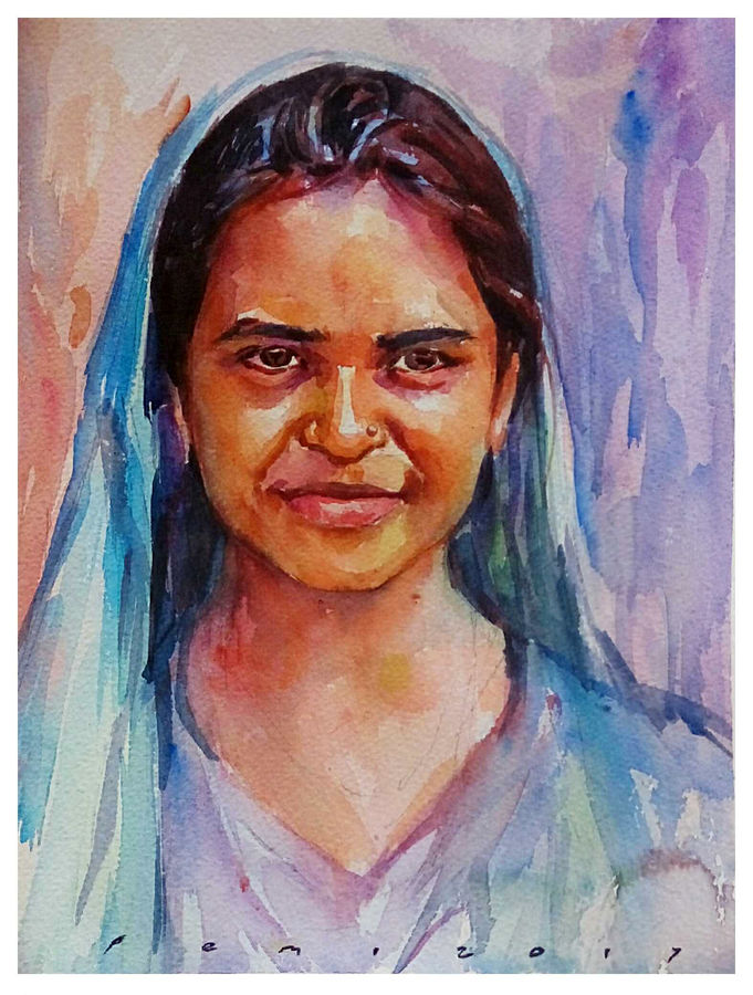 681x900 Village Women Painting By Artist Periasamy Samikannu - Women Painting