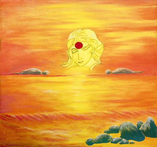 511x480 Women Power Painting By Manas Chaudhuri - Women Power Painting