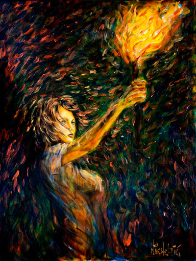 400x534 Liberty Torch Painting - Women Power Painting