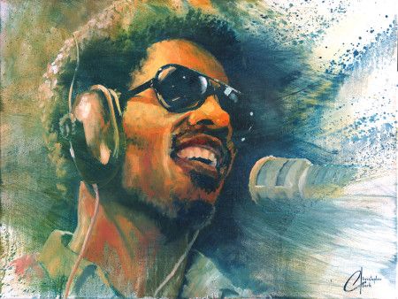 450x338 Stevie Wonder Original Oil Painting, Music Rock Pop Art By - Wonder Painting