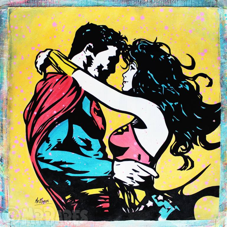 770x770 Saatchi Art When A Superman Loves A Wonder Woman Painting By Mr Babes - Wonder Woman Painting