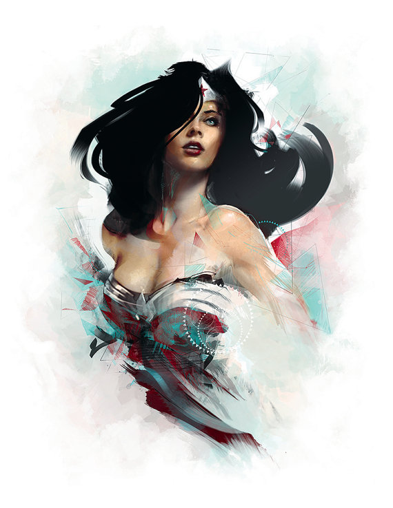 570x738 Wonder Woman Poster Art Print Superhero Painting - Wonder Woman Painting