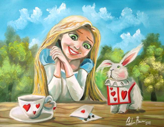 650x503 Alice In Wonderland The White Rabbit Painting By Gordon Bruce - Wonderland Painting