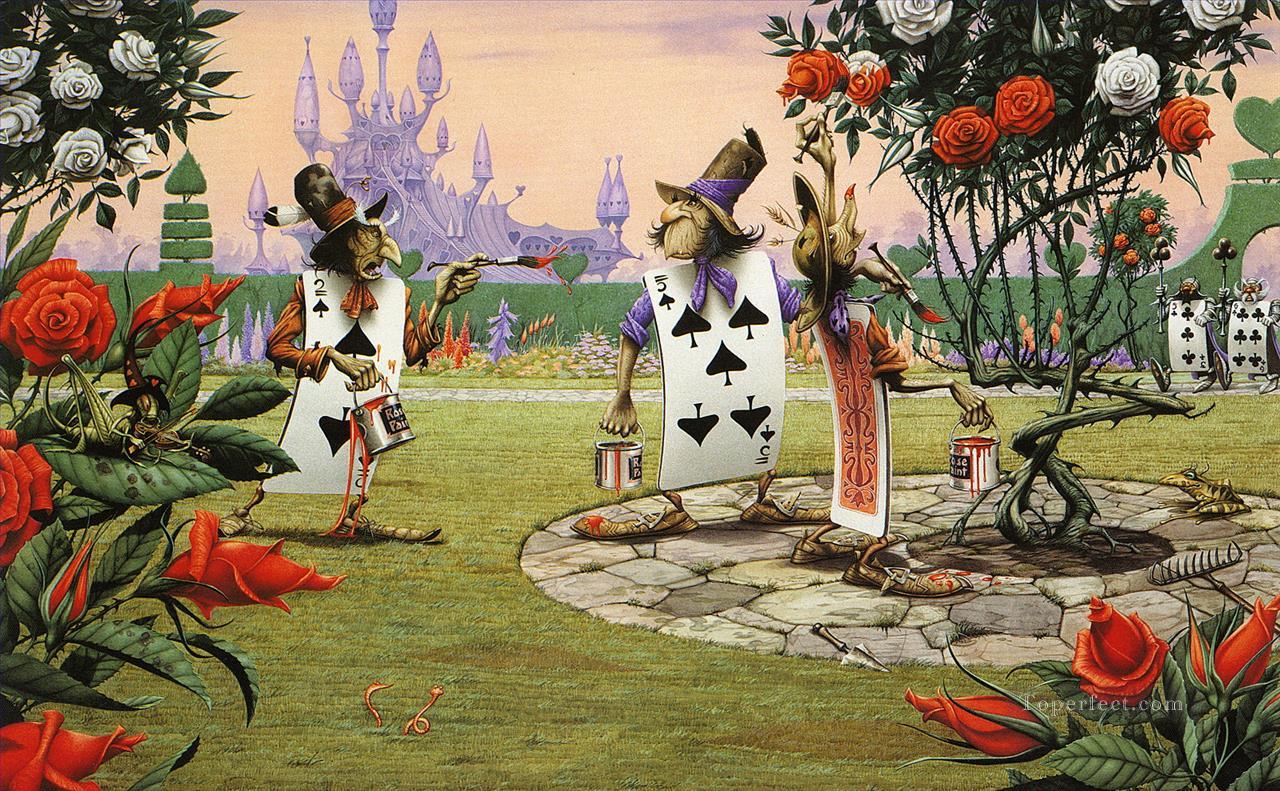 1280x791 Rodney Matthews Alice In Wonderland Painting The Roses Fantasy - Wonderland Painting