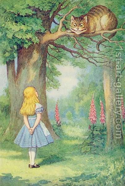 403x600 Alice And The Cheshire Cat, Illustration From Alice In Wonderland - Wonderland Painting