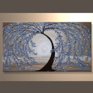 355x355 Buy Cherish Art 100% Hand Painted Oil Paintings On Canvas Blue - Wood Canvas Painting