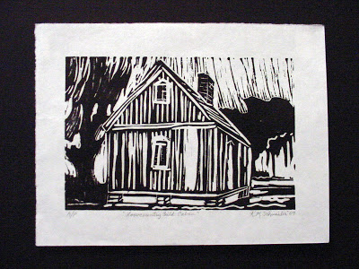 400x300 Paint Charleston Daily Lowcountry Field Cabin A Woodcut - Woodcut Painting