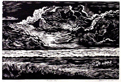 400x270 Paint Charleston Daily Marsh Sky A Hand Carved Woodcut Painting - Woodcut Painting