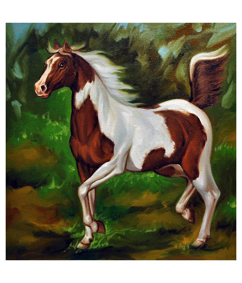 850x995 Impart Hand Painted Horse Painting By Darshan Sharma Buy Impart - Wooden Horse Painting