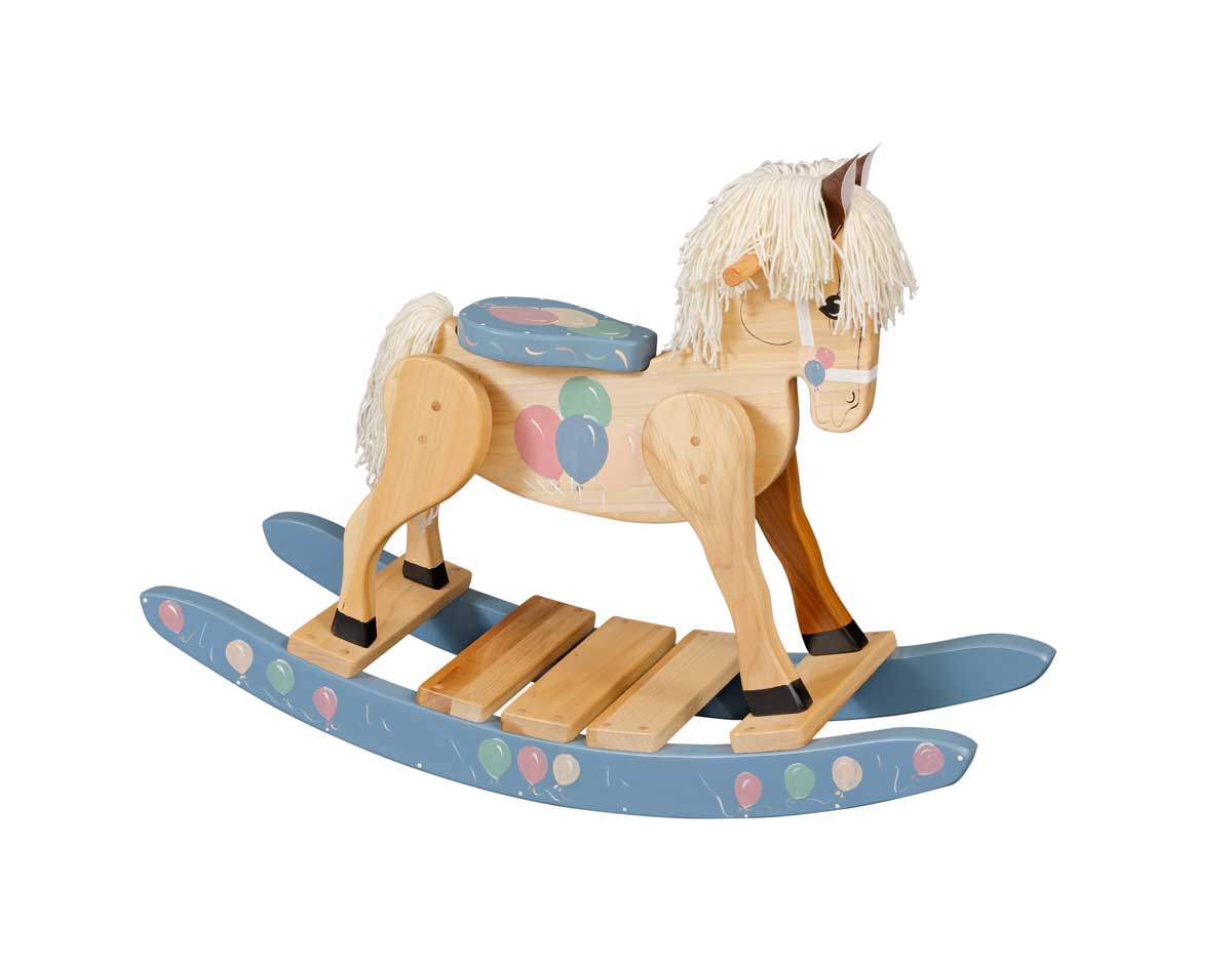 1200x944 Wooden Balloon Painted Rocking Horse - Wooden Horse Painting