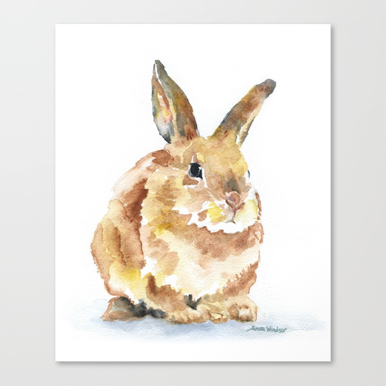 550x550 Bunny Rabbit Watercolor Painting - Woodland Animal Painting