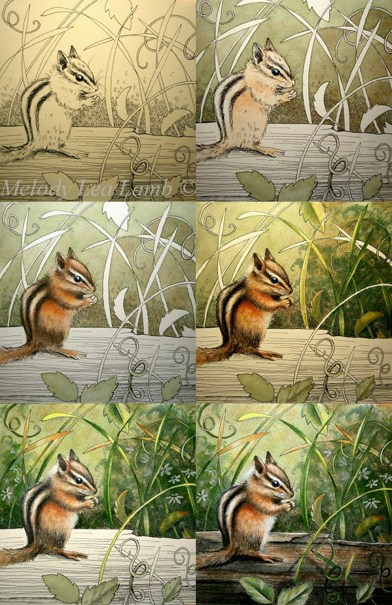 570x880 Chipmunk Woodland Animal Art 5 X 5 Original Painting 1687 - Woodland Animal Painting