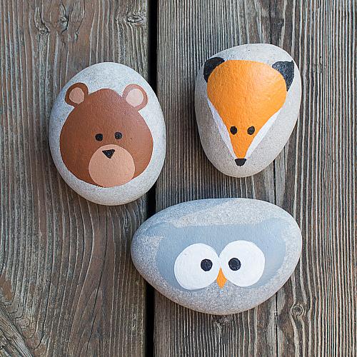 500x500 Woodland Animal Painted Rocks - Woodland Animal Painting