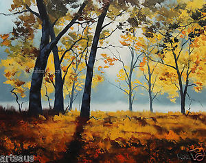300x238 Woodland Oil Painting Yellow Trees Landscape Sunlight - Woodland Painting