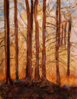 297x380 Pastel Painting Pastels Woodland Glow - Woodland Painting