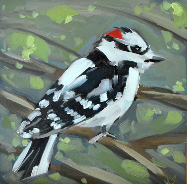 600x591 Painting No. 135 Woodpecker - Woodpecker Painting