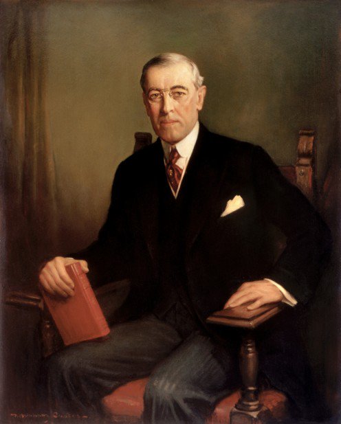496x617 Woodrow Wilson 28th President During Wwi Owlcation - Woodrow Wilson Painting