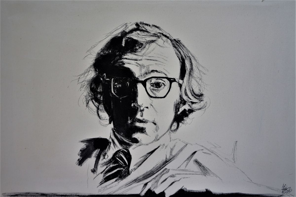 1200x798 Portrait Of Woody Allen (Federica Masini) - Woody Allen Painting