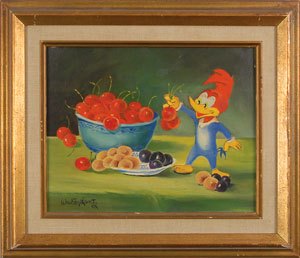 300x258 Walter Lantz Original Oil Painting Woody Woodpecker Rr Auctions - Woody Woodpecker Painting