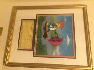 300x225 Woody Woodpecker Hand Painted Publicity Cell Check, Framed - Woody Woodpecker Painting