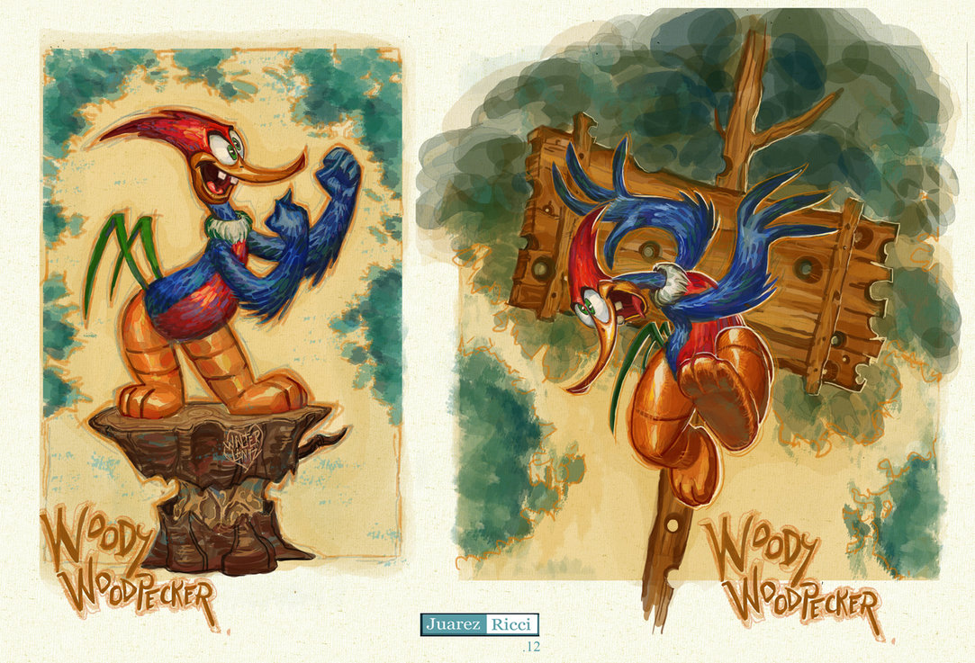 1083x737 Woody Woodpecker By Juarezricci - Woody Woodpecker Painting