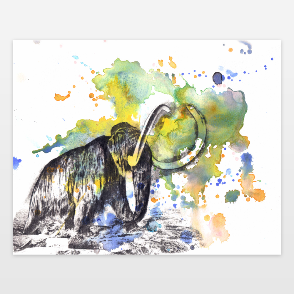 1000x1000 Wooly Mammoth Animal Art Painting Art Print By Idillard - Wooly Painting